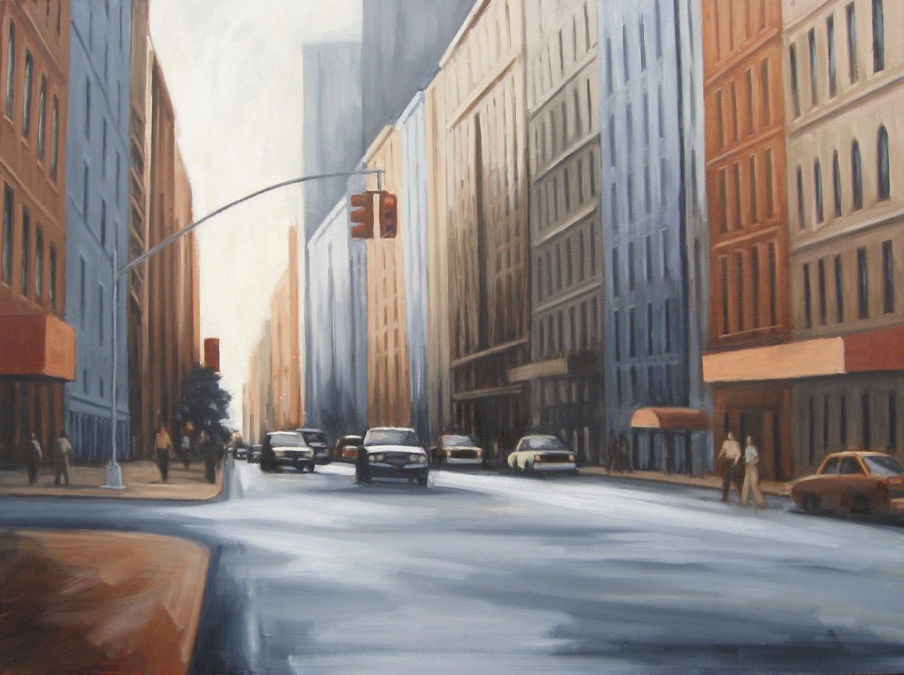 Weiss, Crosstown Street, Large Katherine Weiss, "Crosstown Street", oil on canvas, 30 x 40 inches
