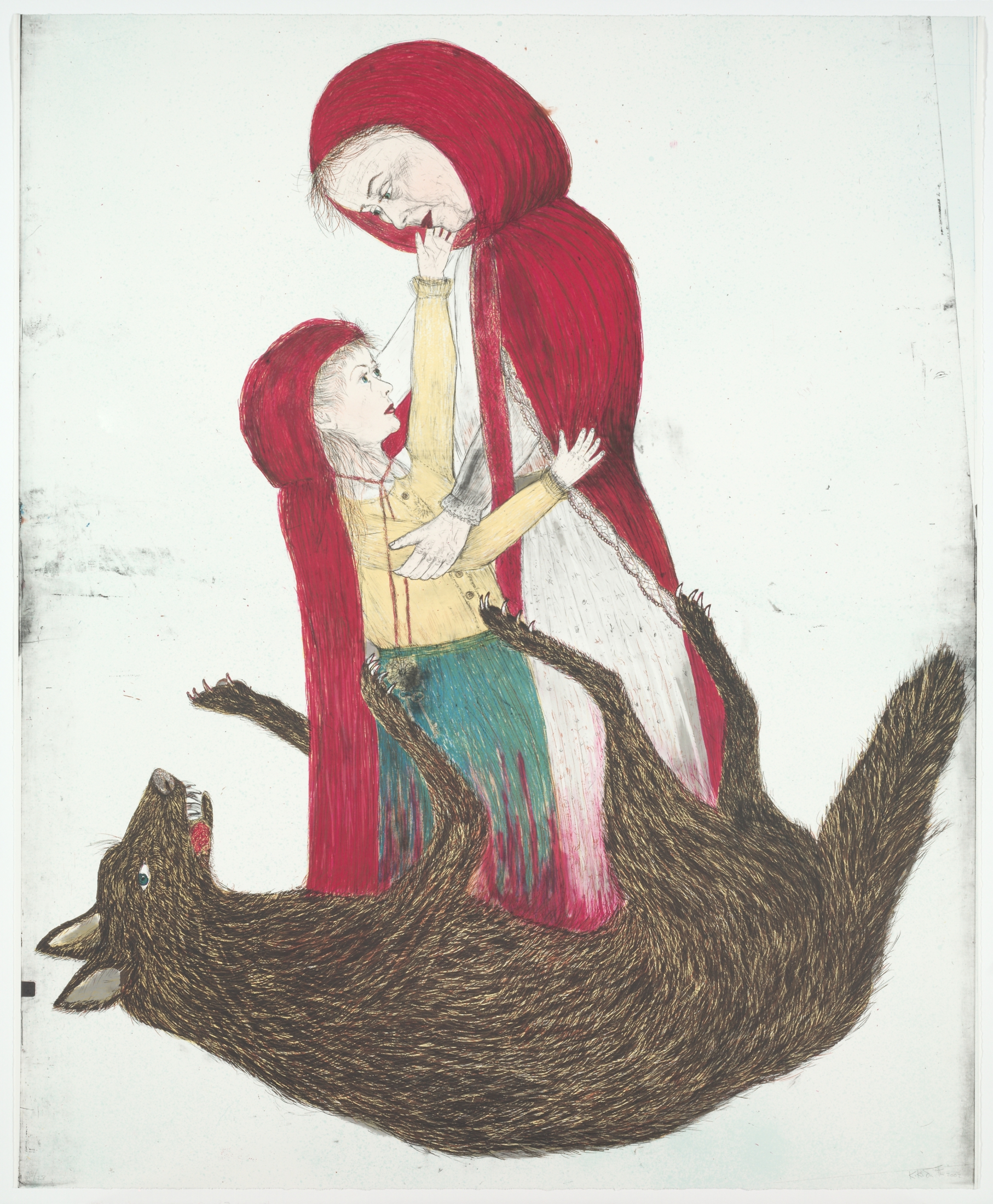 Born 2004.34_3 Born, 2002. Kiki Smith (American, b. 1954). Color lithograph; 172.9 x 142.5 cm. The Cleveland Museum of Art, Gift of Agnes Gund and Daniel Shapiro 2004.34.