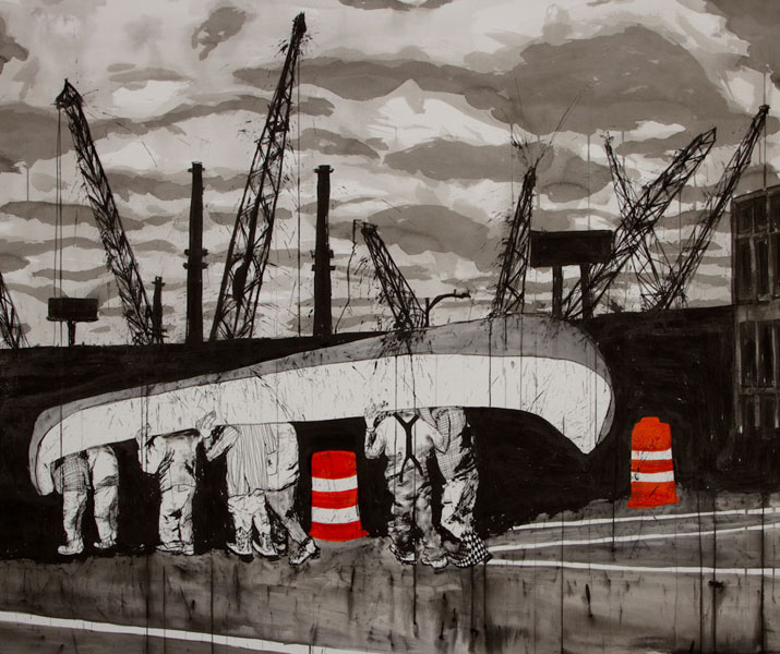 Roadtrip Roadtrip, 2012, ink and acrylic on paper, 40.5 x 48 inches