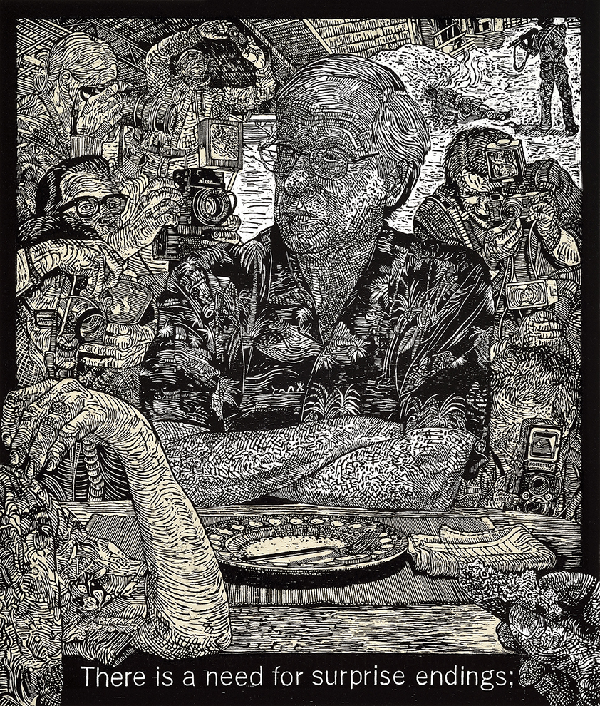 08_ Alice Leora Briggs_there is a need for surprise endings There is a need for surprise endings, 2016
woodcut with chine collé on Rives BFK and Kitakata paper
edition of 24
24” x 21”